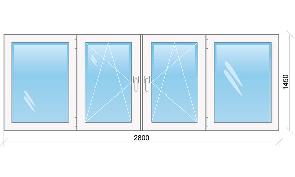 Металлопастиковое окно 2800х1450
