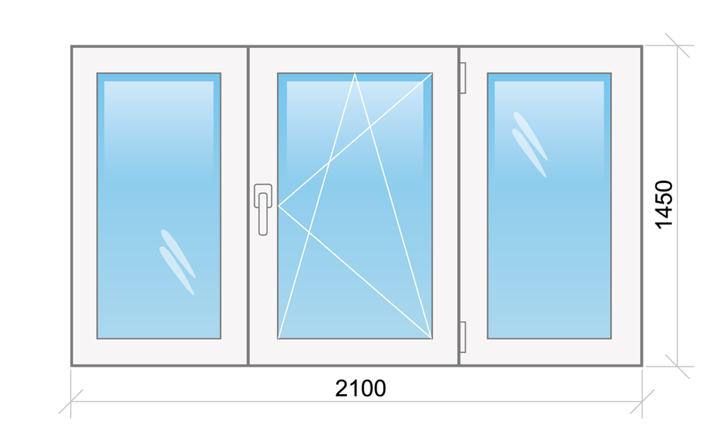 Металлопастиковое окно 2100х1450
